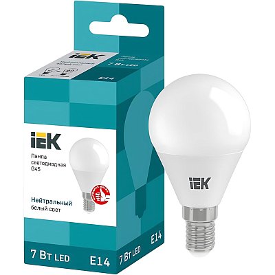 Лампа светодиодная Eco G45 7Вт шар 4000К E14 IEK LLE-G45-7-230-40-E14