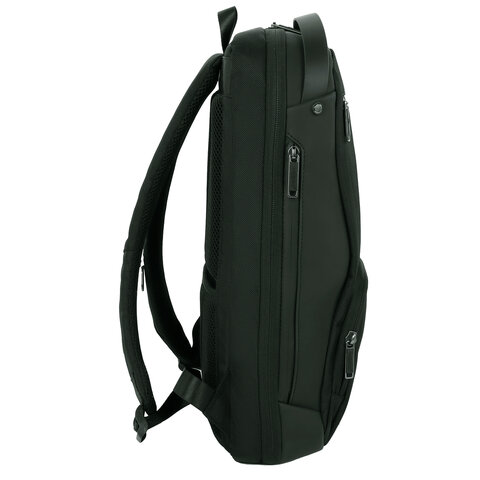 Рюкзак HEIKKI HIGH TECH (ХЕЙКИ) с отделением для ноутбука, USB-порт, черный, 46×30x10 см
