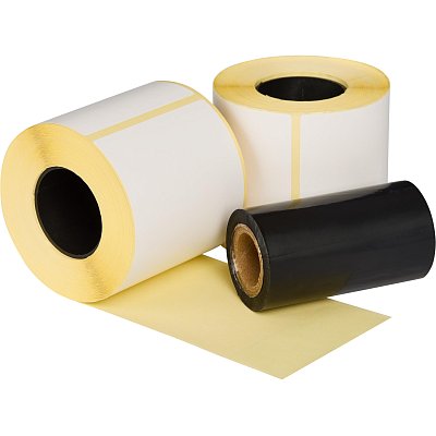 Термотрансферные этикетки ПГЛ 75×120 (3 шт. )+риббон WAX 80×100 в комплекте