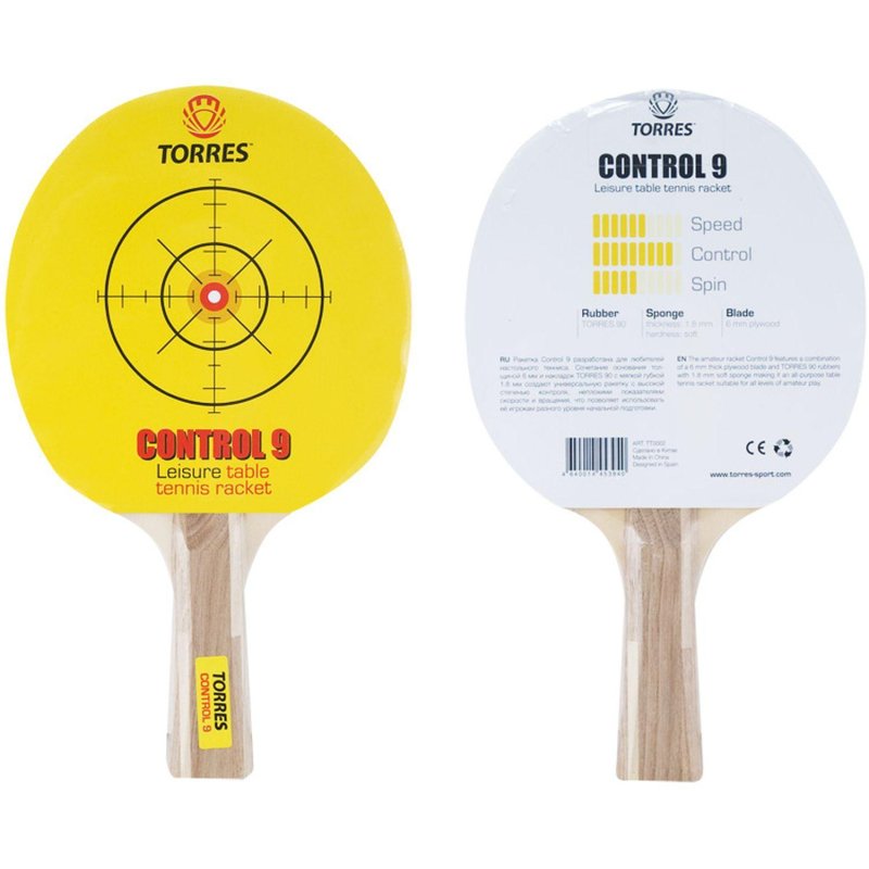 превью Ракетка для настол. тенниса TORRES Control 9, TT0002 коническая ручка