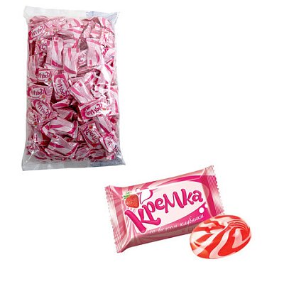 Карамель леденцовая КРЕМКА со вкусом клубники и сливок, 1 кг