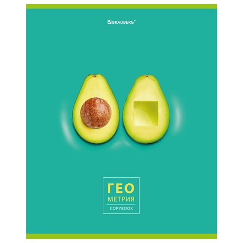 превью Тетрадь предметная «AVOCADO» 48 л., глянцевый лак, ГЕОМЕТРИЯ, клетка, BRAUBERG