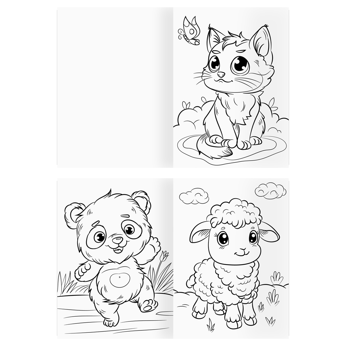 Раскраска А4, 16 стр., ТРИ СОВЫ «В стиле kawaii»