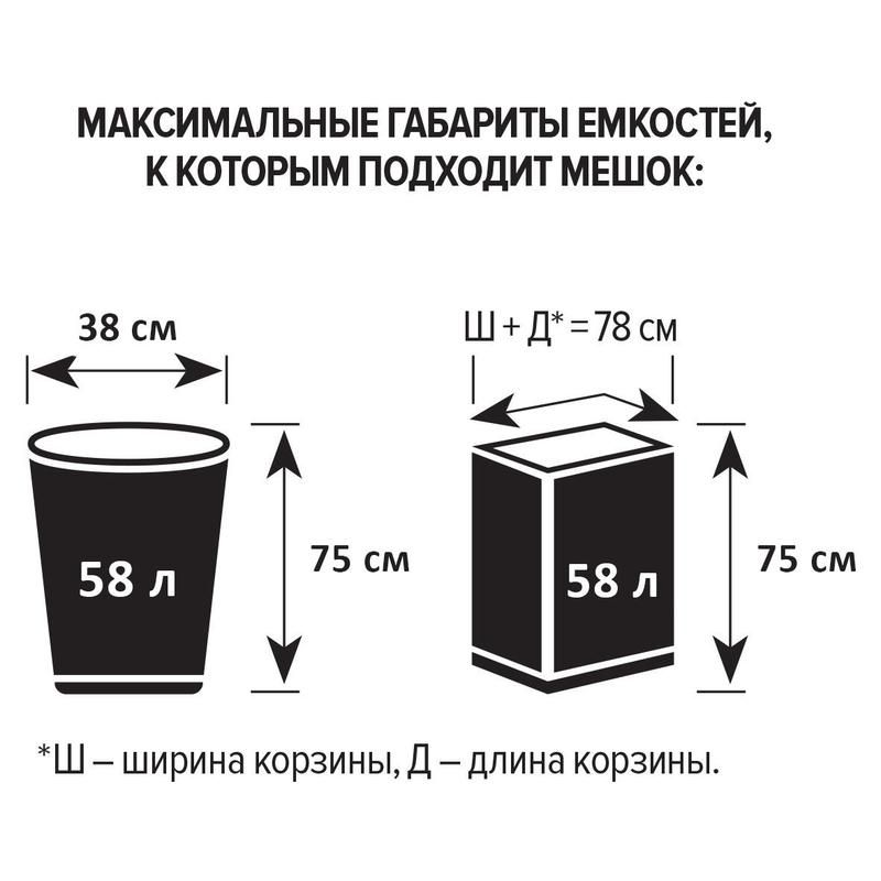 Мешки для мусора на 60 л Mitra Professional черные (ПНД, 7 мкм, в рулоне 50 шт, 60×80 см)