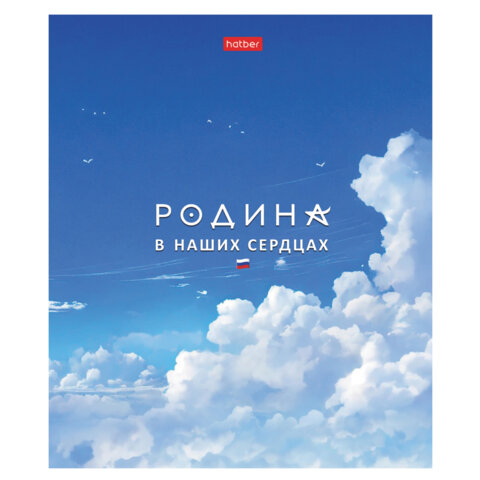 Тетрадь А5 48л. HATBER скоба, клетка, обложка картон, Я люблю Россию (микс в спайке), 088671