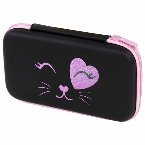 превью Пенал BRAUBERG SHINY, 1 отделение, 1 откидная планка, EVA, 23×12 см, «Smiling cat»