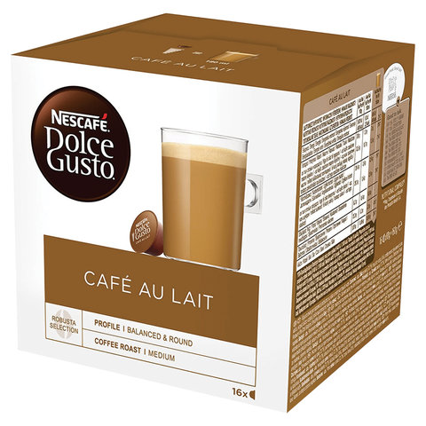 Капсулы для кофемашин NESCAFE Dolce Gusto «Cafe au lait», натуральный кофе с молоком, 16 шт. х 10 г
