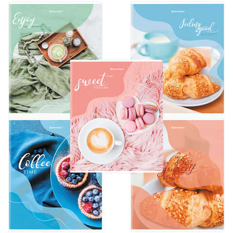 Тетрадь А5, 48 л., BRAUBERG, скоба, клетка, матовая ламинация, выборочный лак, «Sweets»