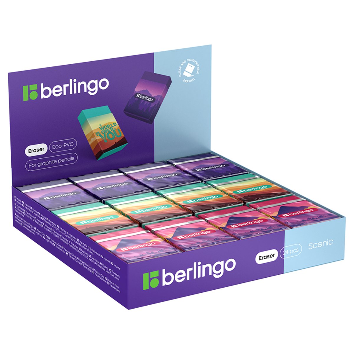 Ластик Berlingo «Scenic», Eco-PVC, картонный держатель, 45×32×11мм