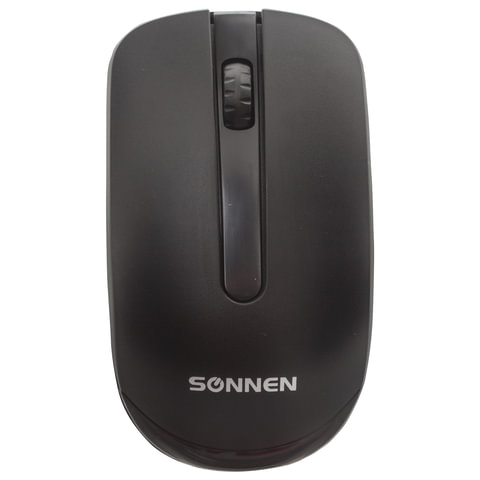 Мышь беспроводная SONNEN M-3032, USB, 1200 dpi, 2 кнопки+1 колесо-кнопка, оптическая, черная