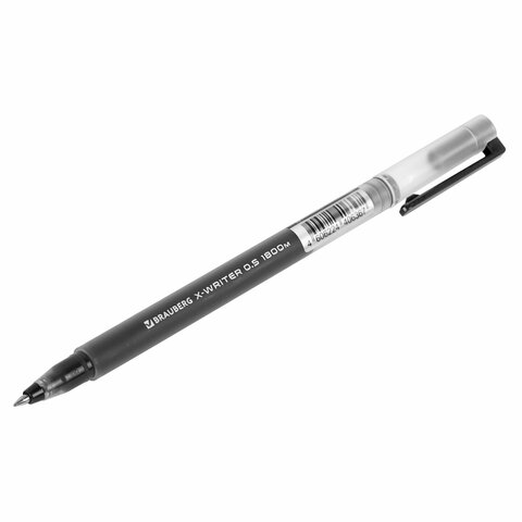 Ручка гелевая BRAUBERG «X-WRITER 1800», УВЕЛИЧЕННАЯ ДЛИНА ПИСЬМА 1 800 м, ЧЕРНАЯ, стандартный узел 0.5 мм