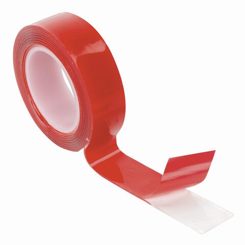 Монтажная прозрачная суперпрочная двухсторонняя лента 19 мм х 1.5 м, акриловая, 1 мм, BRAUBERG
