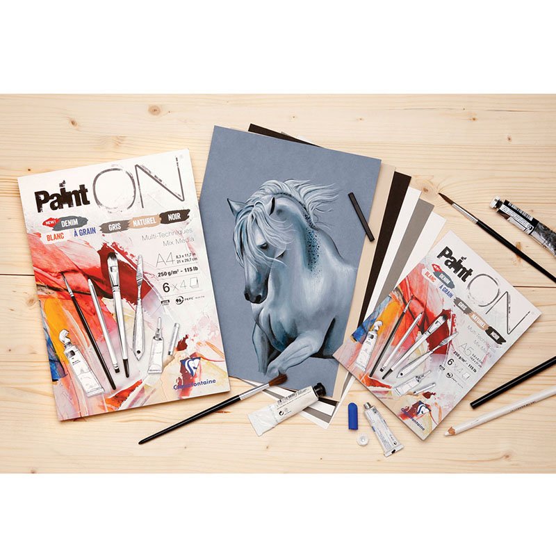 Альбом для смешанных техник 24л., А4, на склейке Clairefontaine «Paint'ON», 250г/м2, 6 цветов