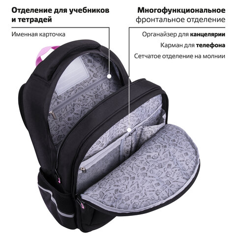 Рюкзак BRAUBERG SOFT, 2 отделения, «I love coffee», СВЕТЯЩИЙСЯ, 40×31х15 см