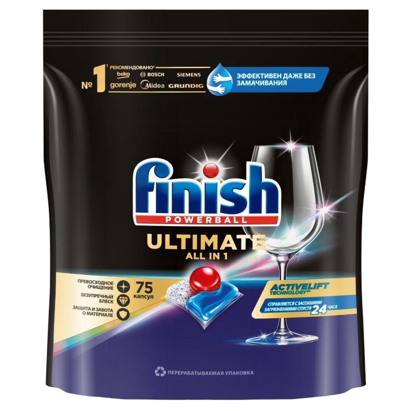 превью Капсулы для ПММ Finish Ultimate 75 капсул дойпак бесфосфатные