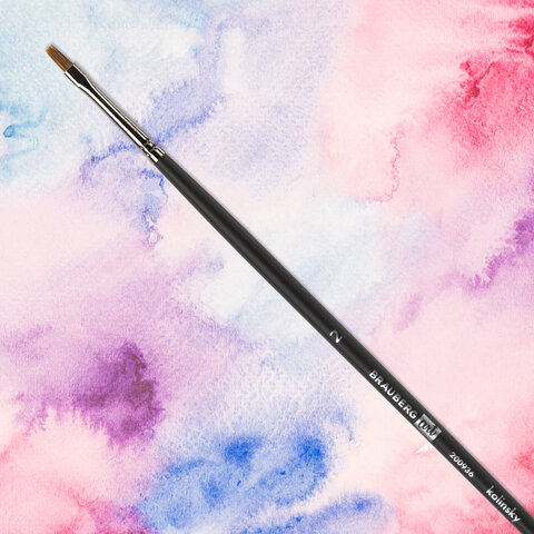 Кисть художественная проф. BRAUBERG ART CLASSIC, колонок, плоская, № 2, длинная ручка