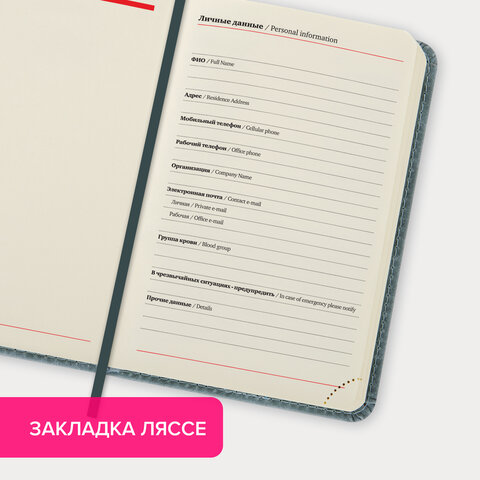 Ежедневник недатированный МАЛЫЙ 100×150 мм А6 BRAUBERG «Status», под кожу, 160 л., серо-голубой