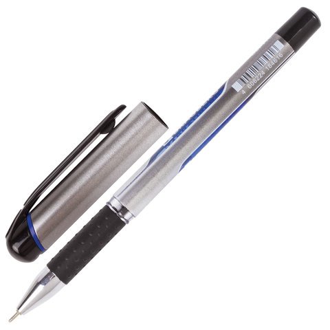 Ручка шариковая масляная с грипом BRAUBERG «Signature», СИНЯЯ, печать, узел 0.7 мм, линия письма 0.35 мм