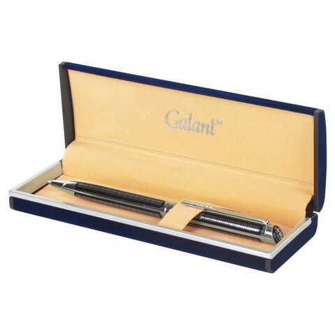 Ручка подарочная шариковая GALANT «Olympic Chrome», корпус хром с черным, хромированные детали, пишущий узел 0.7 мм, синяя