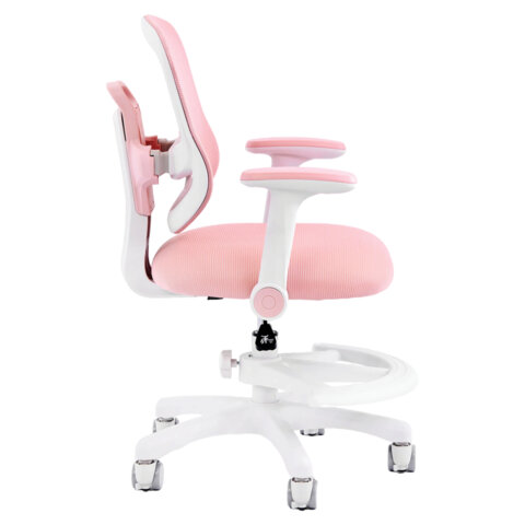 Кресло детское с подставкой для ног BRABIX KIDS «MG-215», сетка/ткань TW, розовое
