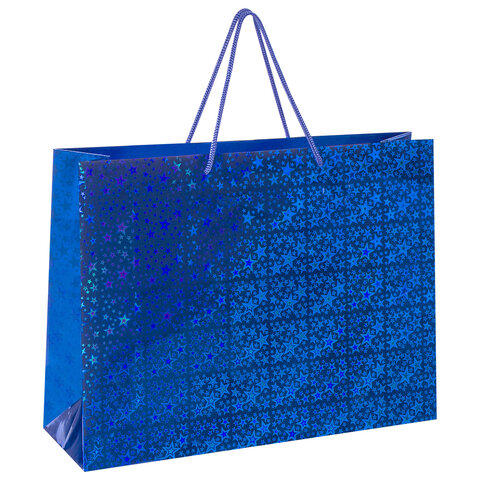 Пакет подарочный 45×13x33 см (XL), НАБОР 3 шт., 3 дизайна, голография, ЗОЛОТАЯ СКАЗКА