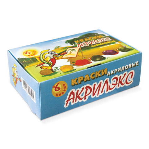 Краски акриловые «Акрилэкс», 6 цветов по 20 мл, в баночках