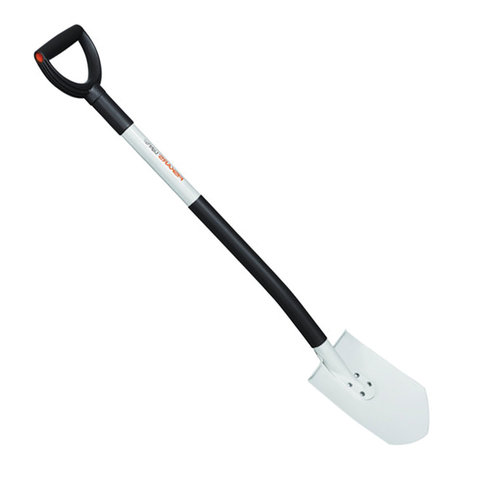 Лопата штыковая FISKARS, облегченная, D-образная ручка, высота 105 см, алюминиевый черенок