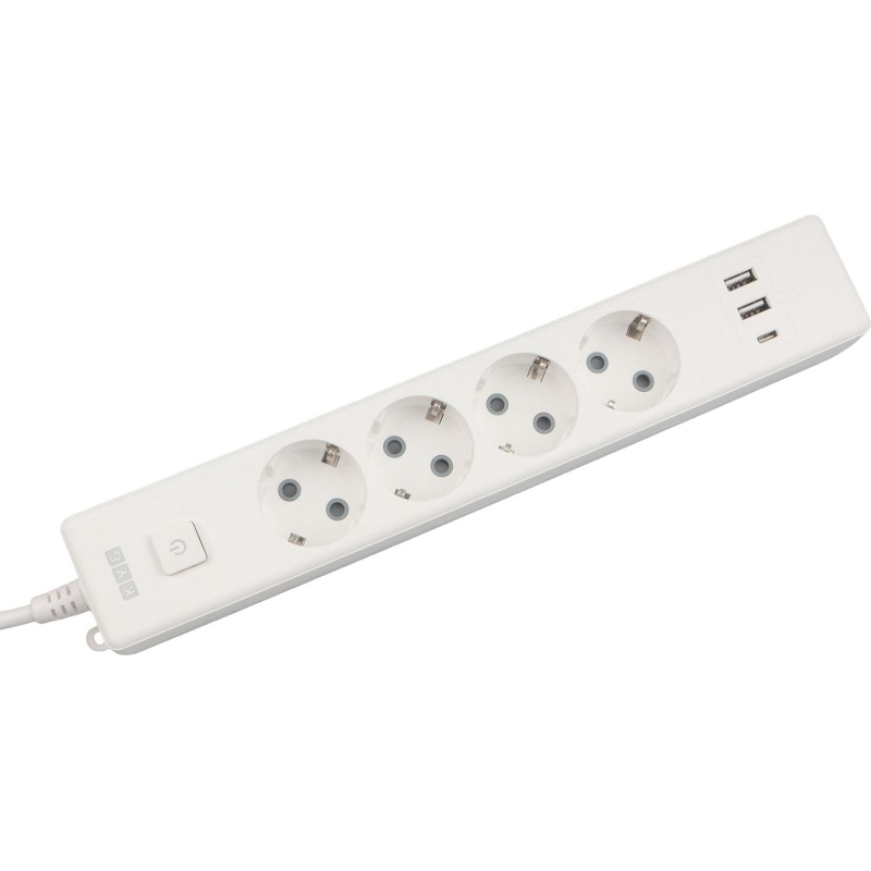 Удлинитель Power Cube, 4р с/з вык.,3USB, 3500 Вт, 16А,1.9 м, 3×1.0 (белый)