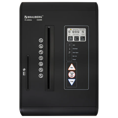 Уничтожитель (шредер) BRAUBERG PROFESSIONAL PS-2042m, CD, «HeavyDuty», 5 уровень секретности, 2×10 мм, 20 листов, корзина 42 литра
