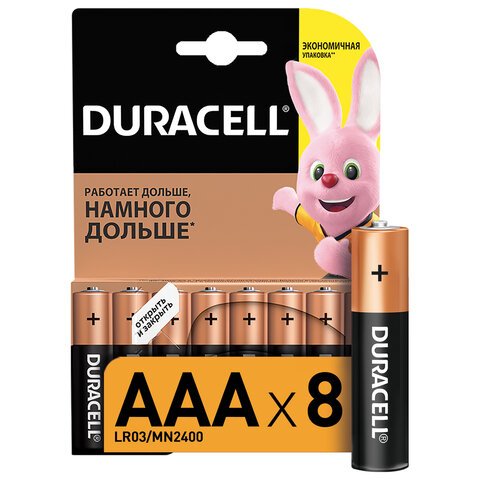 превью Элементы питания батарейка DURACELL AAA/LR03 алкалин. бл/8