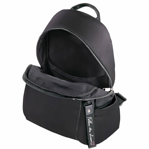 Рюкзак BRAUBERG PODIUM женский, нейлон, черный, 32×26х15 см