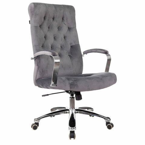 превью Кресло офисное T-9928SL, усиленное, НАГРУЗКА до 200 кг, хром, ткань, серое