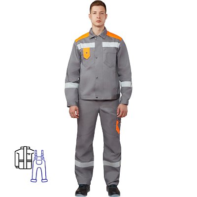 Костюм рабочий летний мужской л21-КПК сер/оранж (р.48-50) 170-176