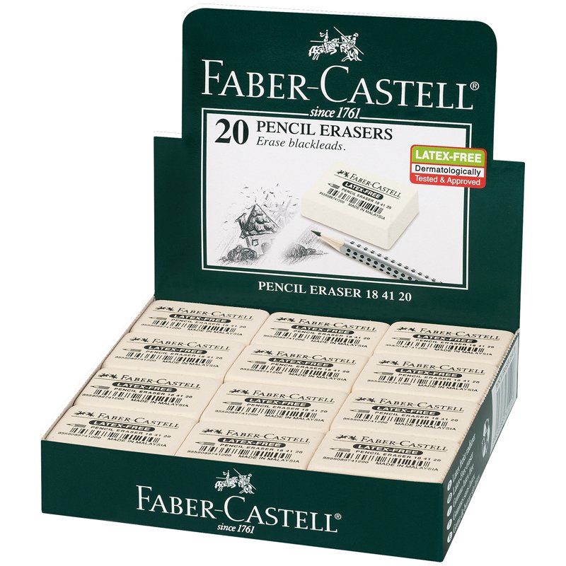 Ластик Faber-Castell «Latex-Free», прямоугольный, синтетический каучук, 40×27×10мм