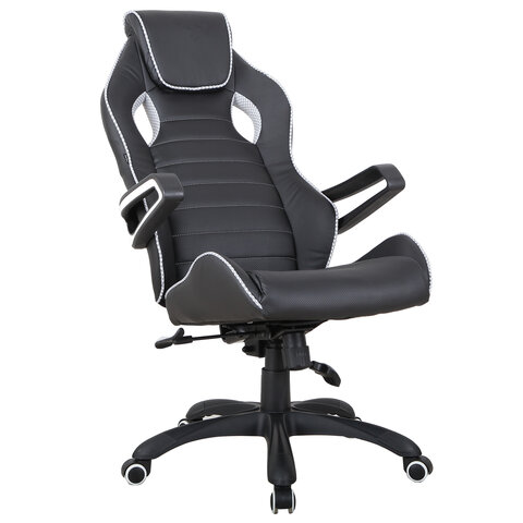 Кресло компьютерное BRABIX «Techno Pro GM-003», экокожа, черное/серое, вставки серые