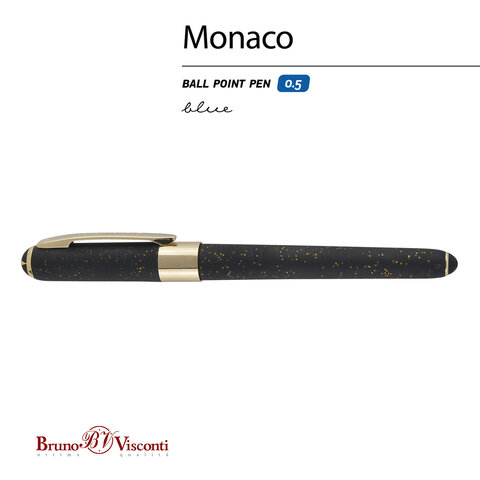 Ручка шариковая BRUNO VISCONTI MONACO SPACE, СИНЯЯ, черный корпус с глиттером, линия 0.4 мм