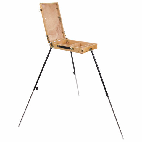 превью Этюдник BRAUBERG, бук, 40x25x7,5 см, высота холста 70 см, ножки металл 90 см, регулируемый ремень