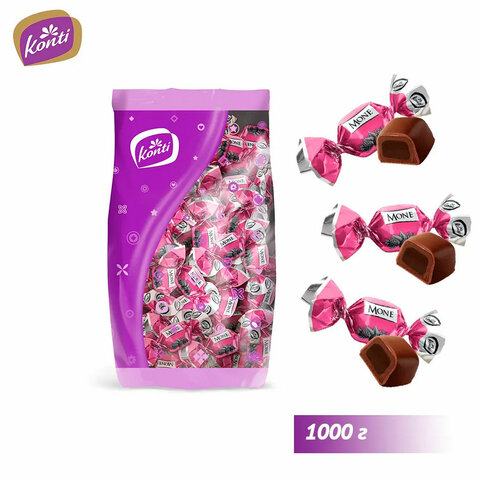 Конфеты KONTI «Моне» вкус трюфель с малиной, 1000 г