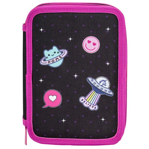 Пенал BRAUBERG, 3 отделения, полиэстер, 21×14 см, «Space sweets»