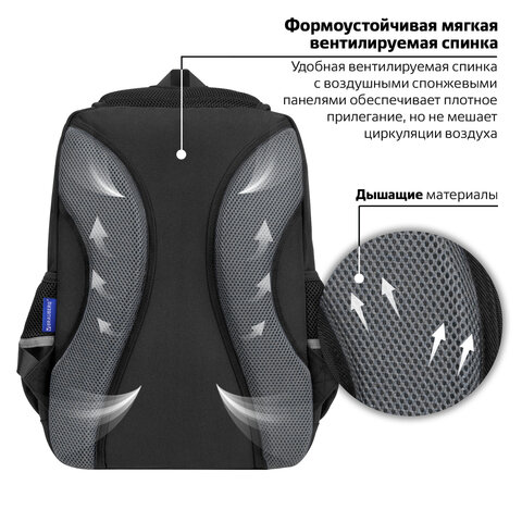 Рюкзак BRAUBERG STAR, 1 отделение, 5 карманов, «Claws», черный, 40×29x13 см