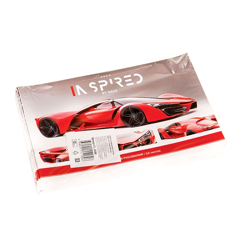 Альбом для рисования 12л., А4, на скрепке ArtSpace «Авто. Inspired by race»
