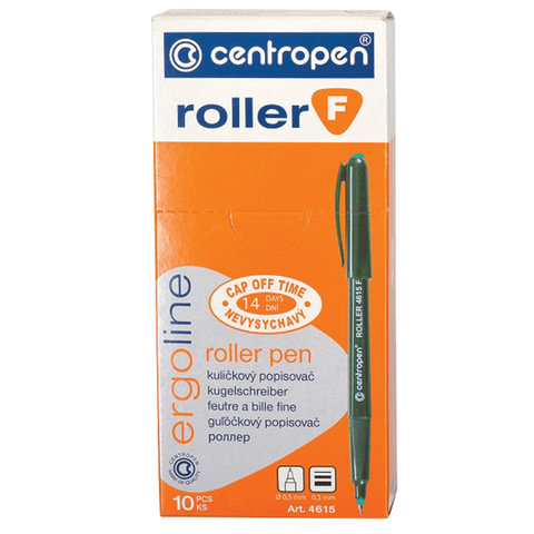 Ручка-роллер CENTROPEN, ЗЕЛЕНАЯ, трехгранная, корпус зеленый, узел 0.5 мм, линия письма 0.3 мм