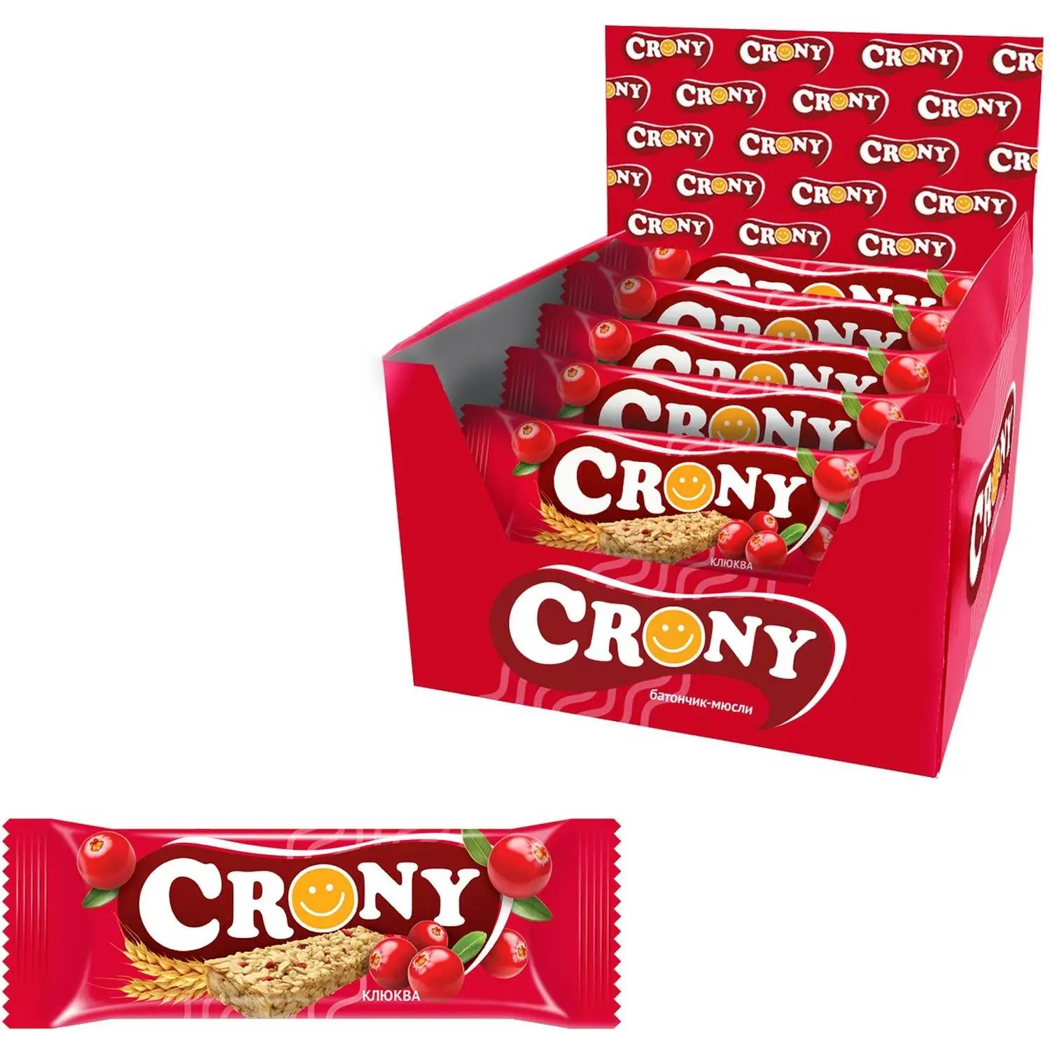 Батончики мюсли Crony Клюква (12 штук по 50 г)