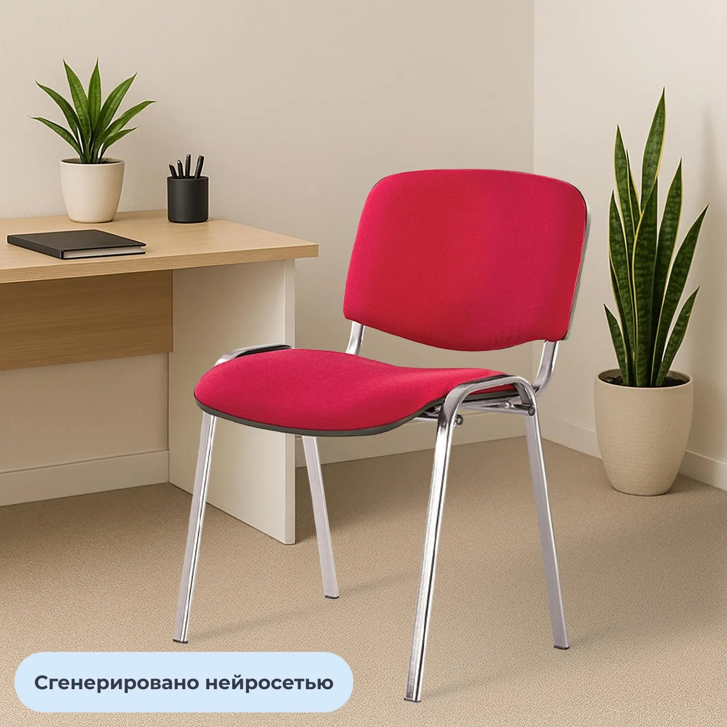 Стул UA_EChair Rio(ИЗО/ISO) хром, ткань красная C02, поперечина 18