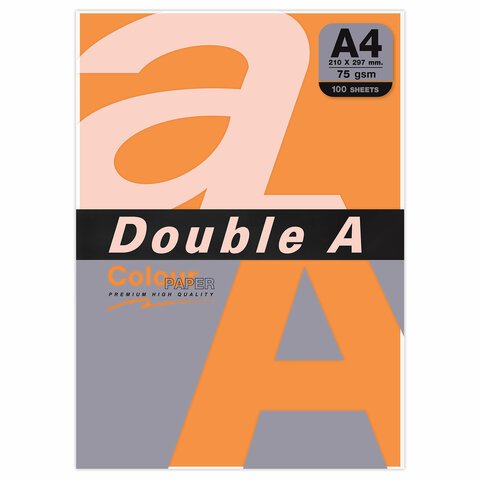 Бумага цветная DOUBLE AА475 г/м2100 л. ярко-оранжевая