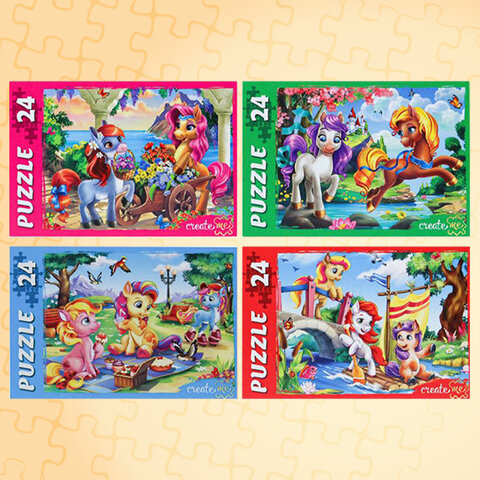 Пазлы картонные 24 элементаКОМПЛЕКТ 32 шт. поле 17.5 х 13 смРК