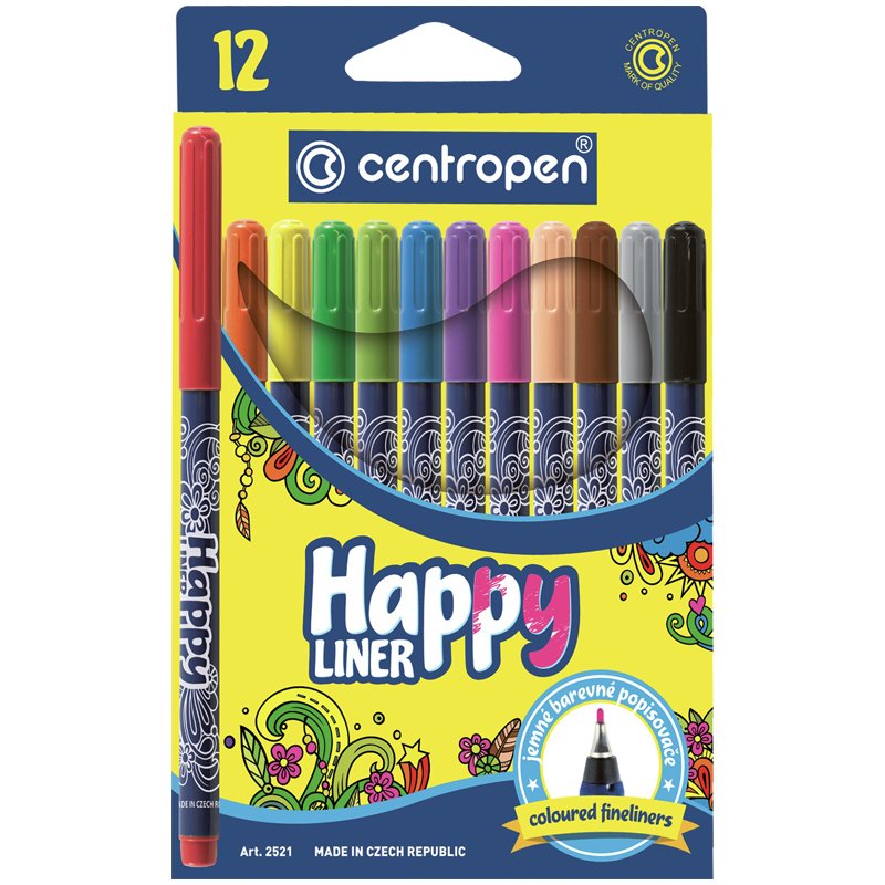 Набор капиллярных ручек Centropen «Happy Liner» 12цв., 0.3мм, европодвес