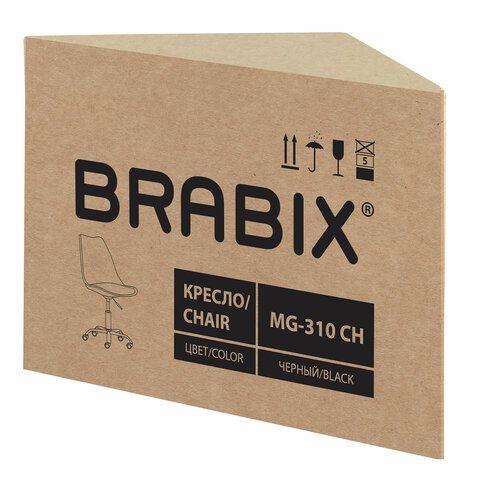Кресло стул BRABIX «Eames MG-310 CH», хром, пластик черный, экокожа черная