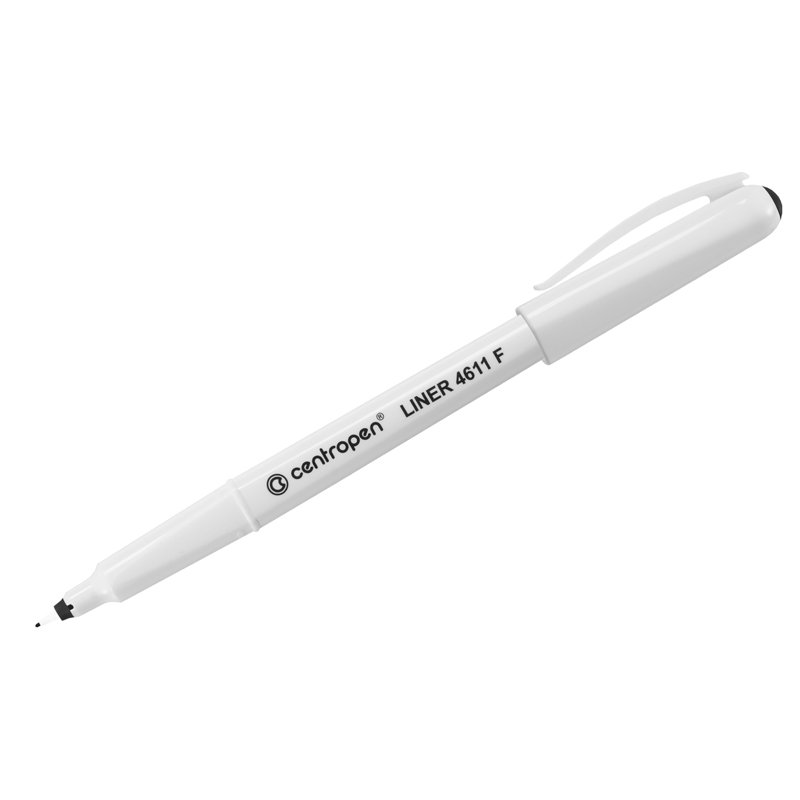 Ручка капиллярная CENTROPEN, ЧЕРНАЯ, трехгранная, корпус белый, линия письма 0.3 мм