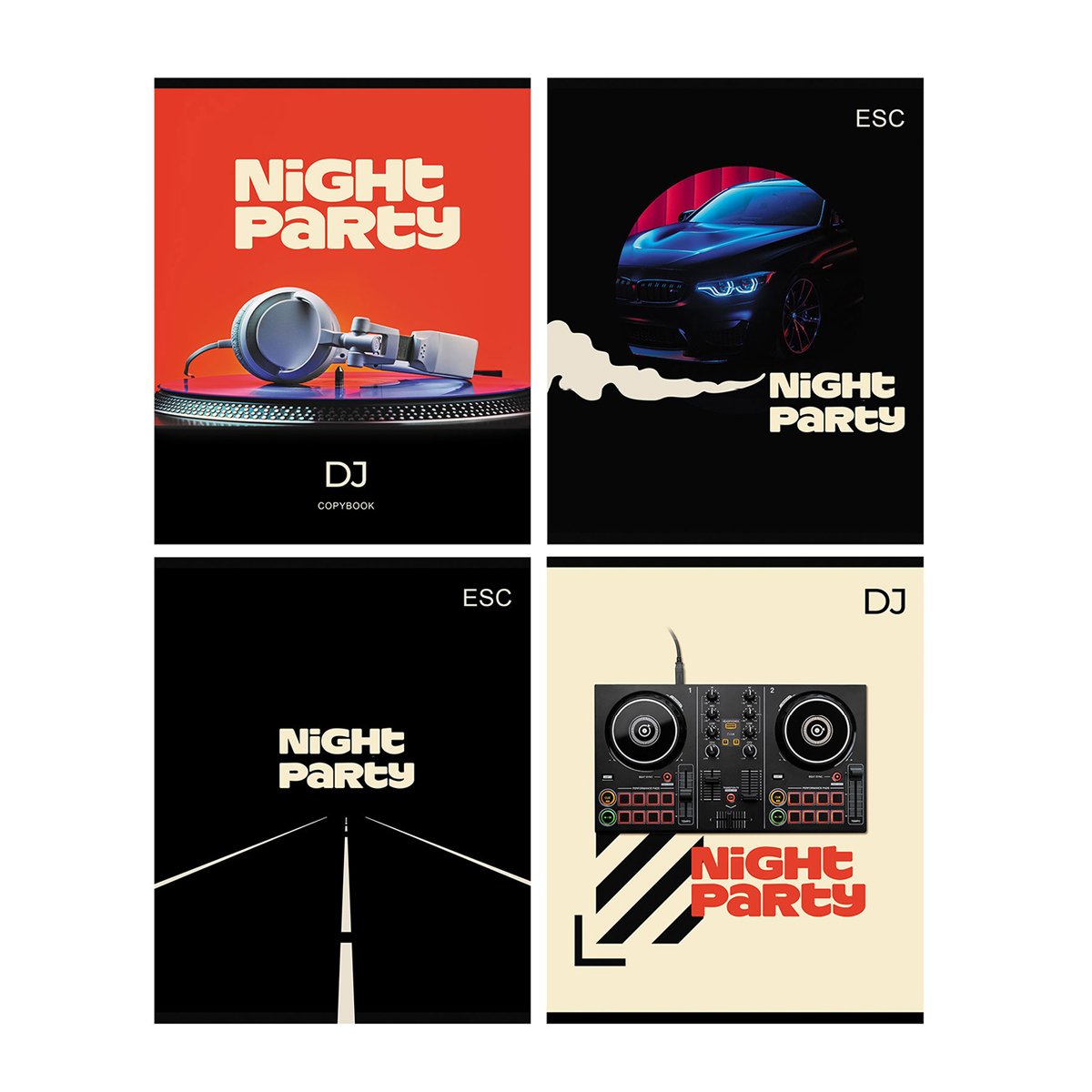 превью Тетрадь 96л., А5, клетка BG «Night party», микро sandy-touch лак